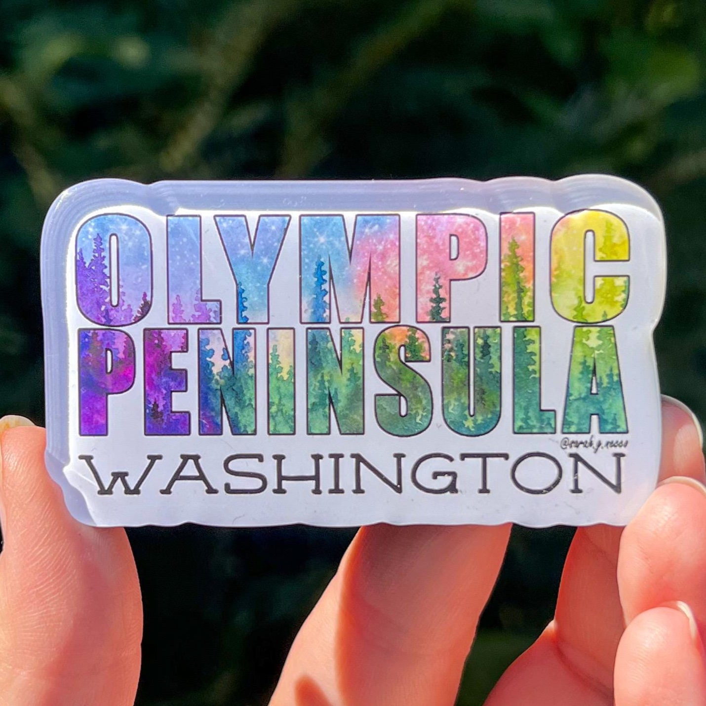 Olympic Peninsula Landscape Letters, 1.8”x3.25” Acrylic Magnet