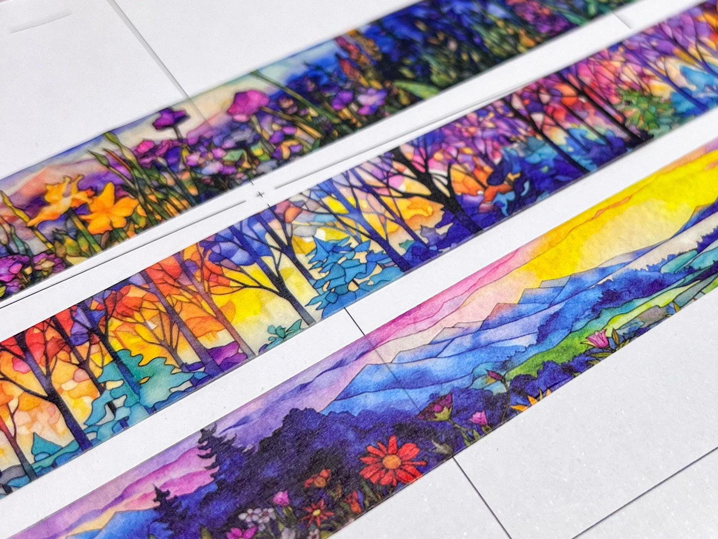 Mosaic Rainbow Landscapes Washi Tape Set of 3, Size 2cm x 10m