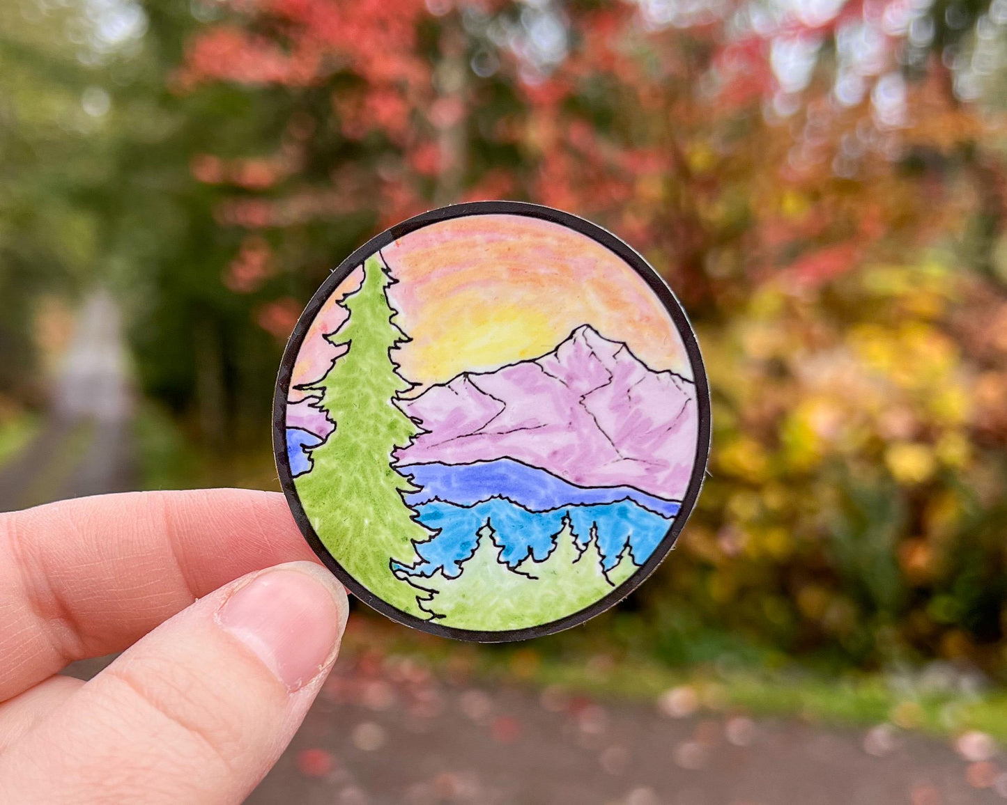 Color-In PNW Landscaps Sticker Sheet 5"x7", for Kids & Adults