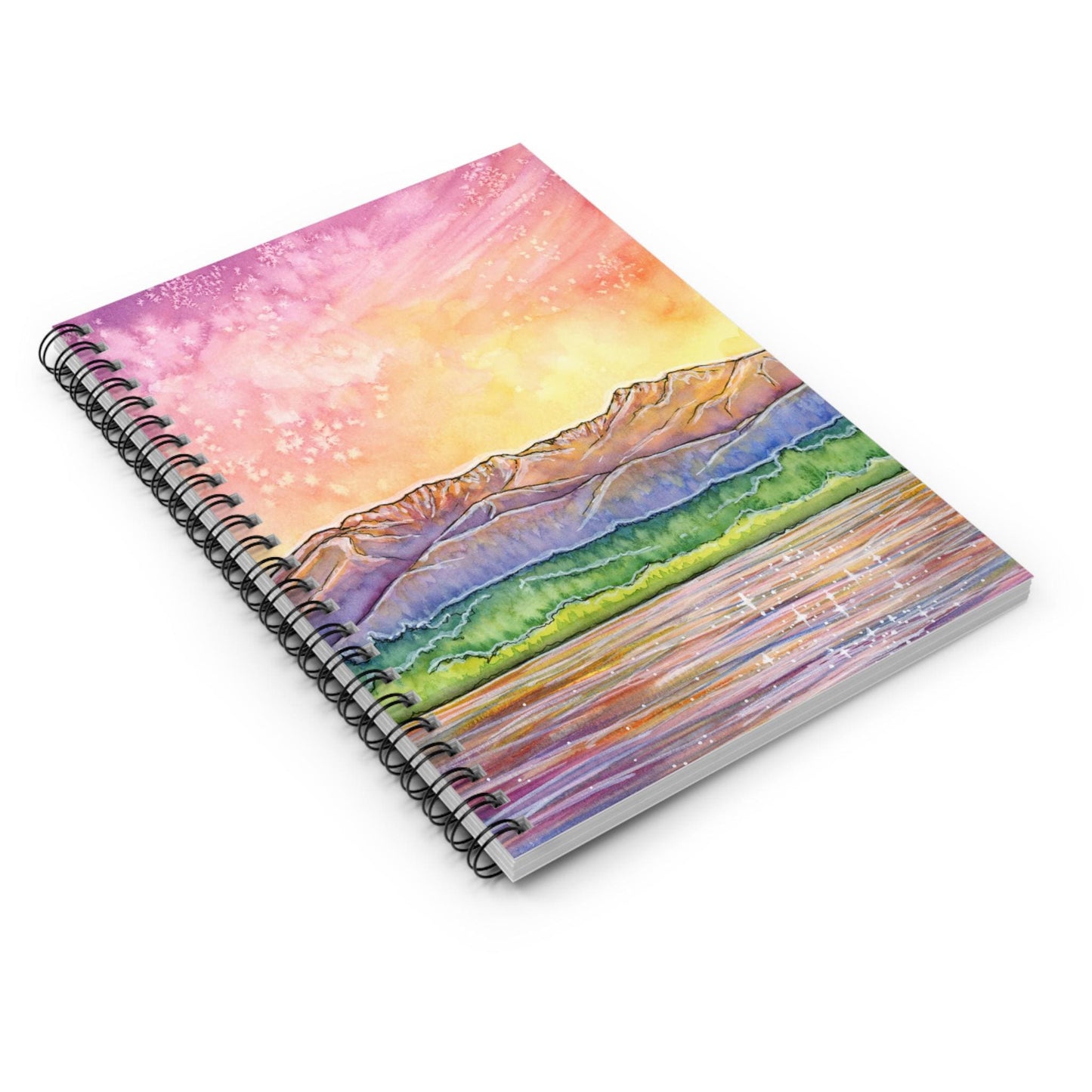 Olympic Peninsula Sunset, Spiral Notebook Ruled Line, Watercolor Art