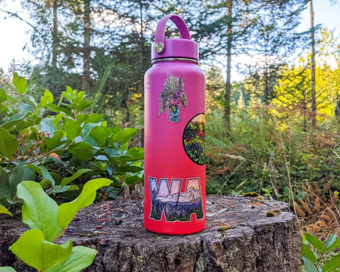 Washington State Landscape Letters, Clear Vinyl Die-Cut Sticker