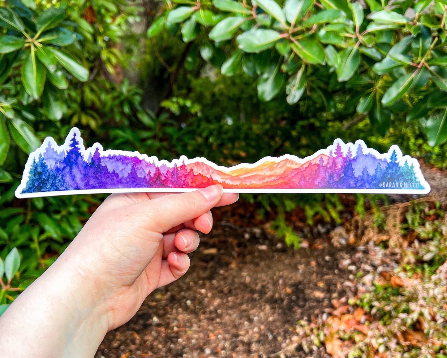 Sunset Mountains, 2"x11" Clear Wrap Vinyl Sticker