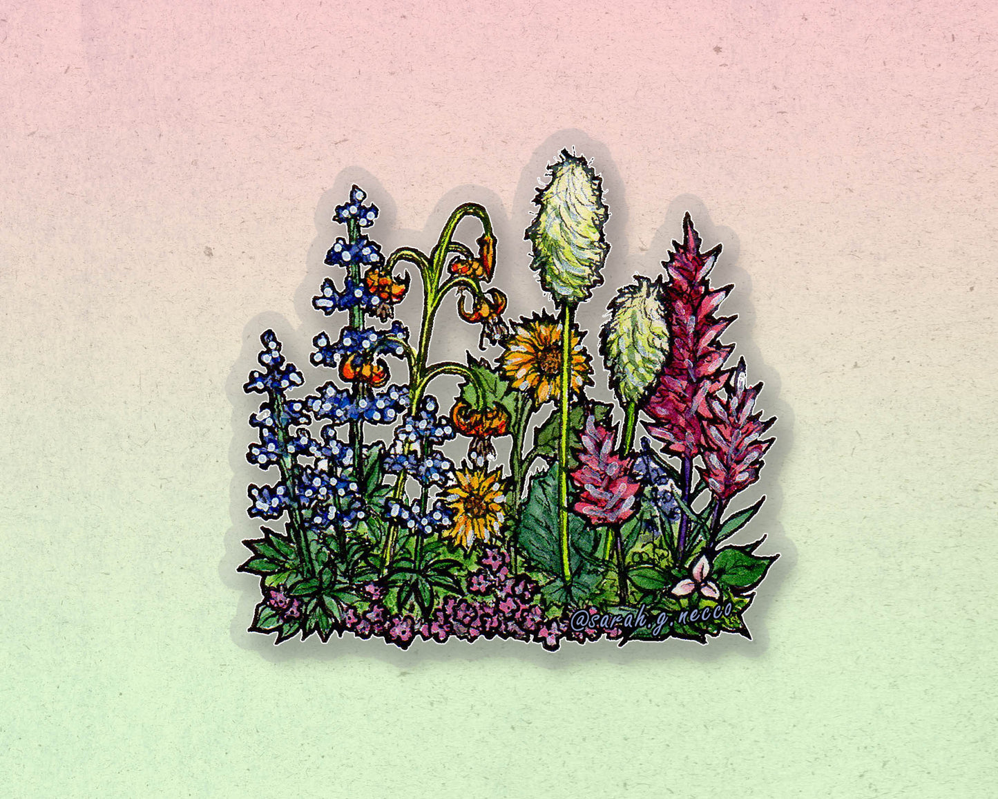 Pacific Northwest Wildflowers, 3" Clear Vinyl Sticker