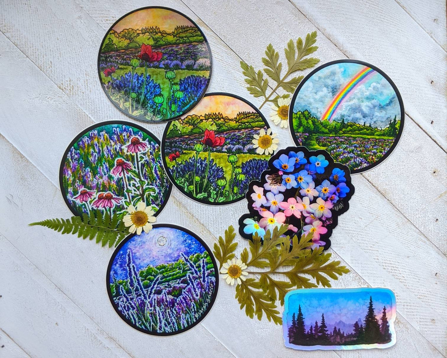 Rainbow Above the Lavender Field, 3" Vinyl Sticker
