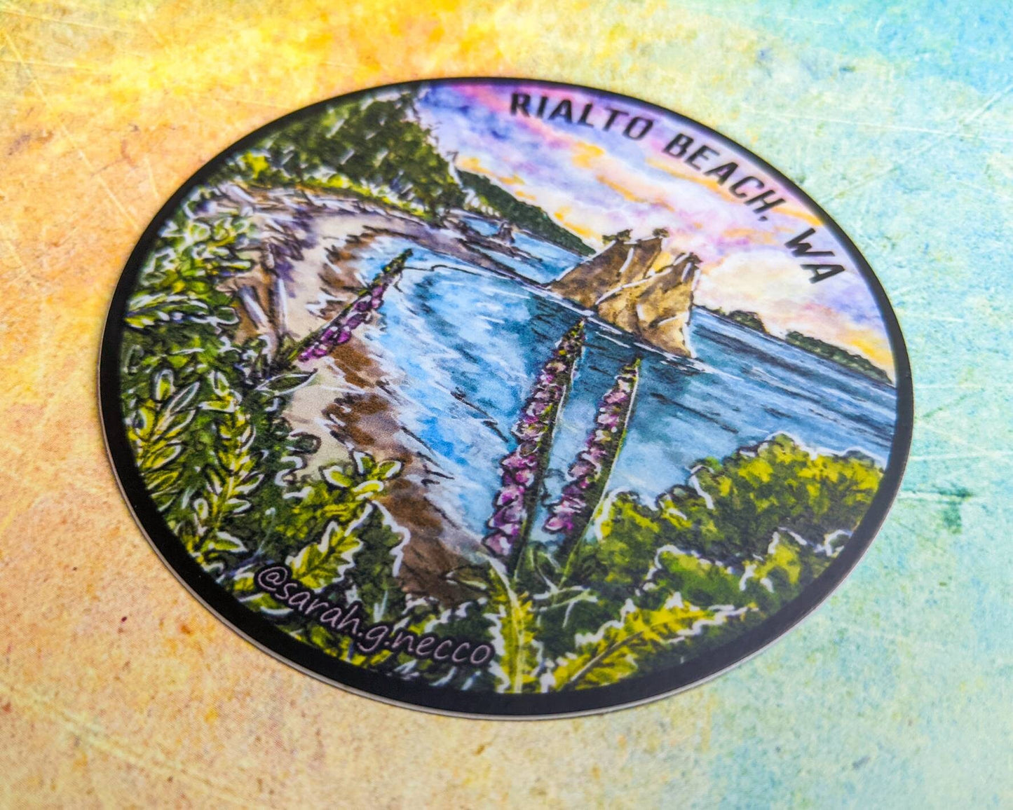Rialto Beach WA, Vinyl Circle 3" Sticker, Olympic National Park