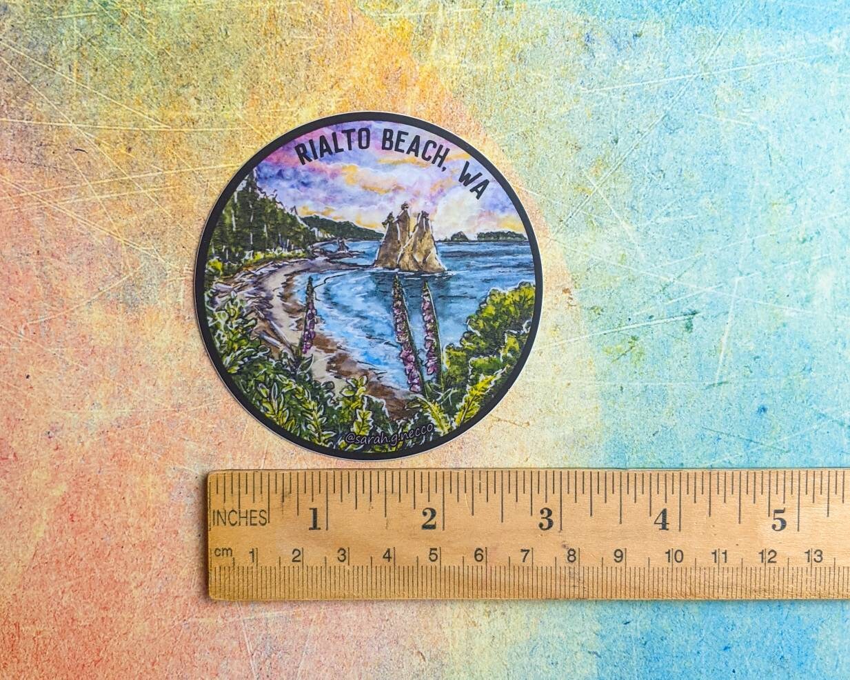 Rialto Beach WA, Vinyl Circle 3" Sticker, Olympic National Park