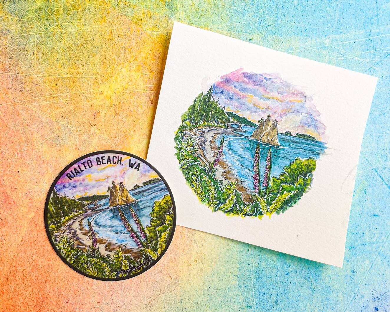 Rialto Beach WA, Vinyl Circle 3" Sticker, Olympic National Park