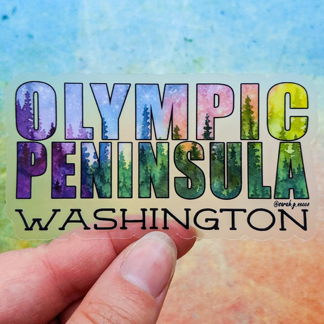 Olympic Peninsula, WA Landscape Letters, 2"X3.5" Sticker