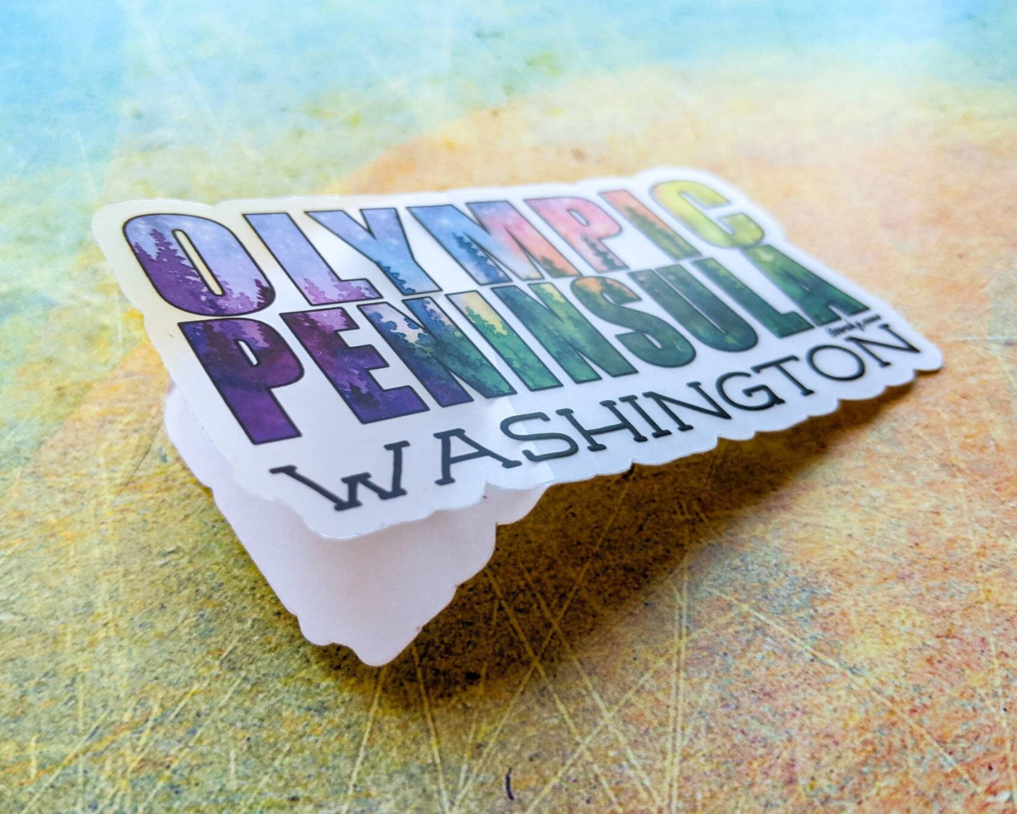 Olympic Peninsula, WA Landscape Letters, 2"X3.5" Sticker