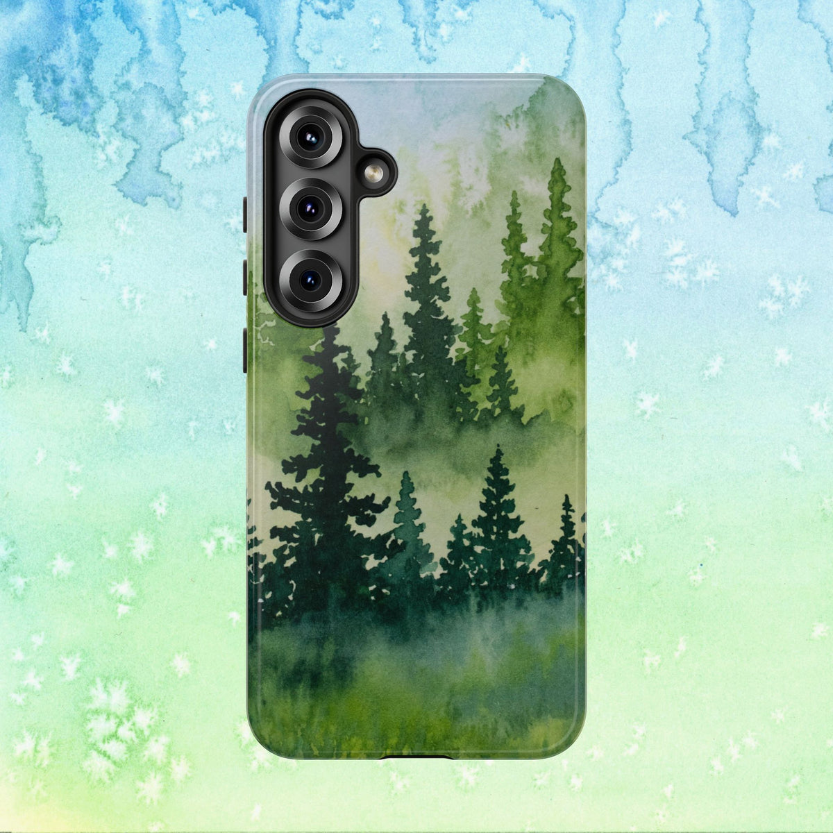 Evergreen Trees Watercolor Art, Tough Phone Cases for iPhone, Google, Samsung