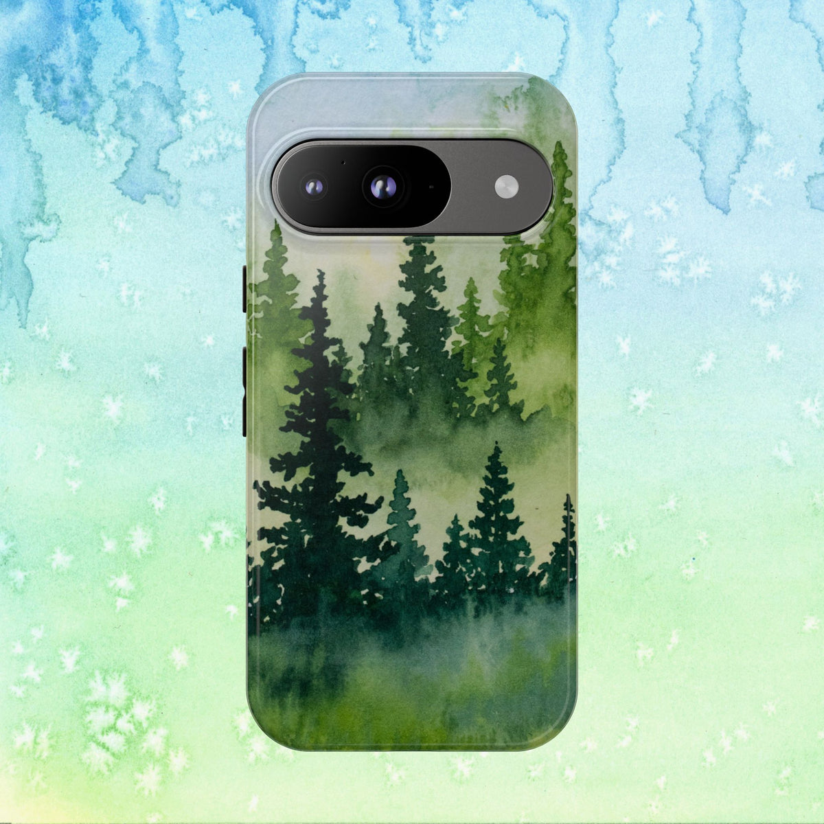 Evergreen Trees Watercolor Art, Tough Phone Cases for iPhone, Google, Samsung
