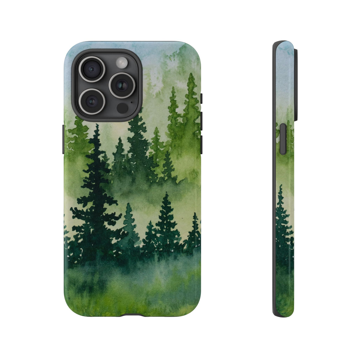 Evergreen Trees Watercolor Art, Tough Phone Cases for iPhone, Google, Samsung