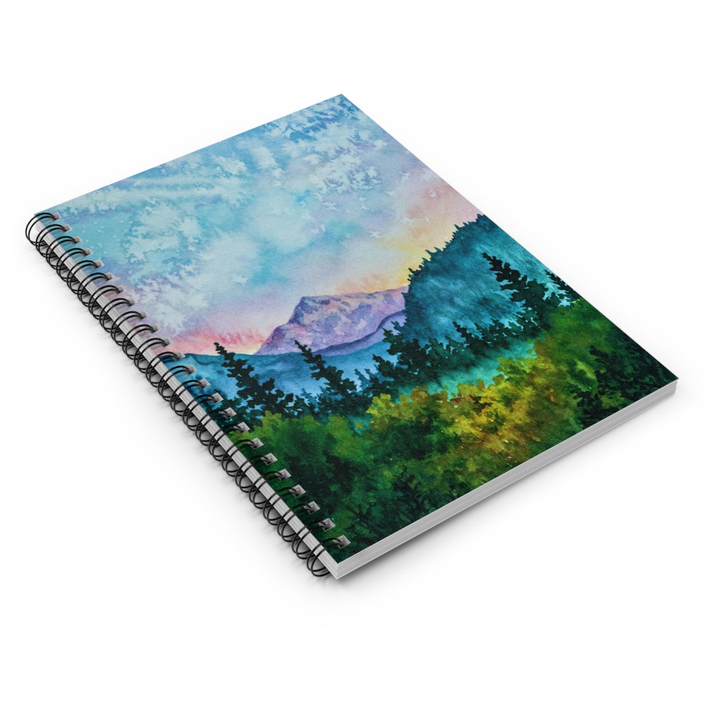 Mt. Rainier WA, Spiral Notebook Ruled Line, Watercolor Art