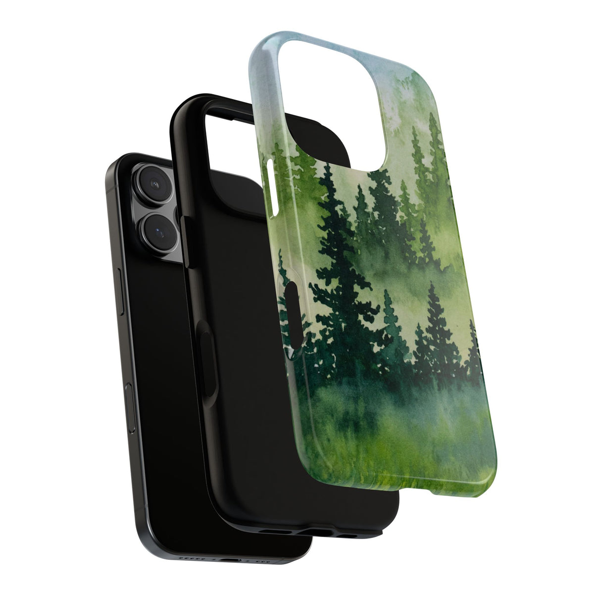 Evergreen Trees Watercolor Art, Tough Phone Cases for iPhone, Google, Samsung