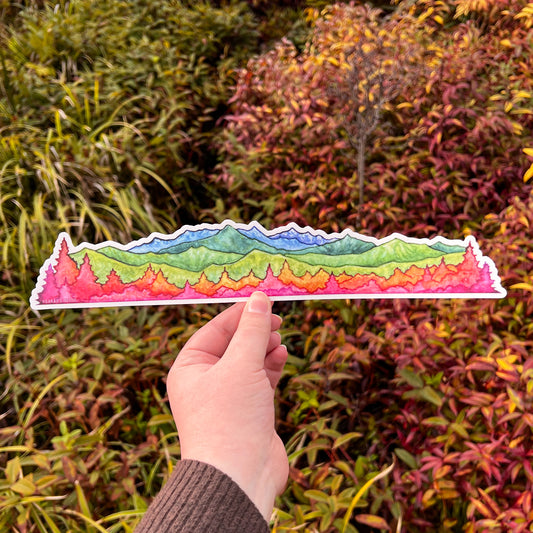Rainbow Mountains, 12” Wrap Vinyl Die-Cut Sticker, Waterproof and Dishwasher Safe