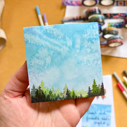 Blue Sky Evergreens Sticky-Notes, 3”x3” Pad with 50 Sheets