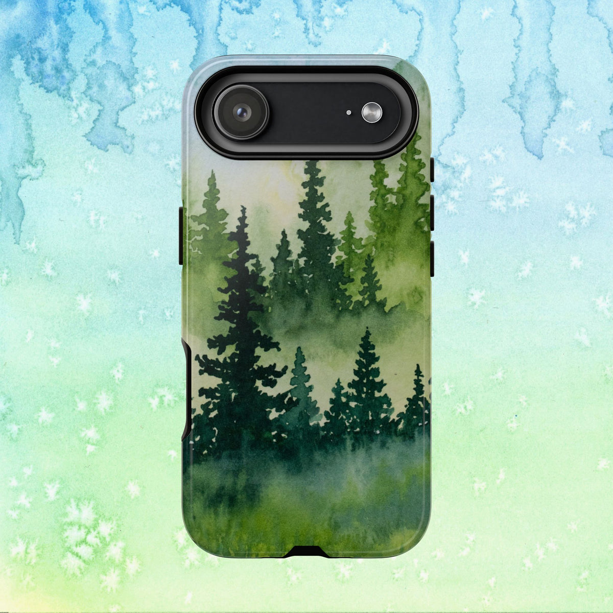 Evergreen Trees Watercolor Art, Tough Phone Cases for iPhone, Google, Samsung