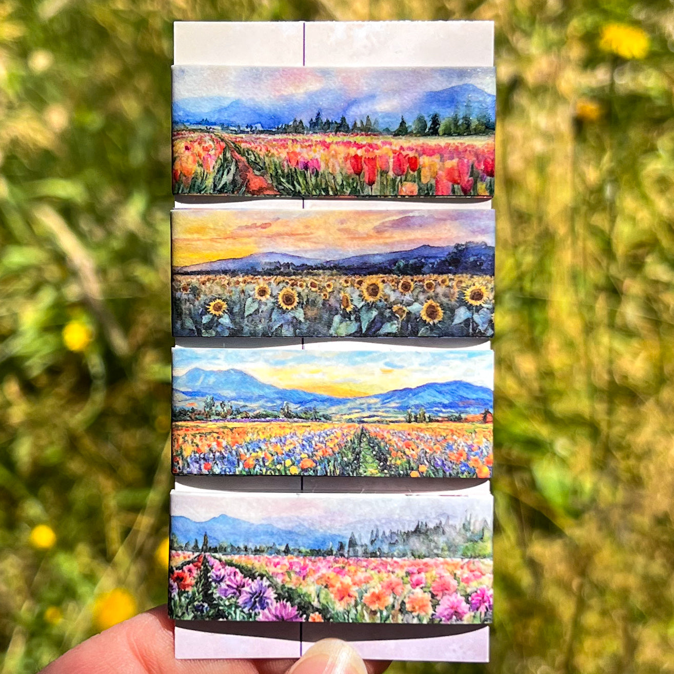 Washi Tape Sample Set 7, Landscape & Flower Field Designs, Four 24” Sample Set