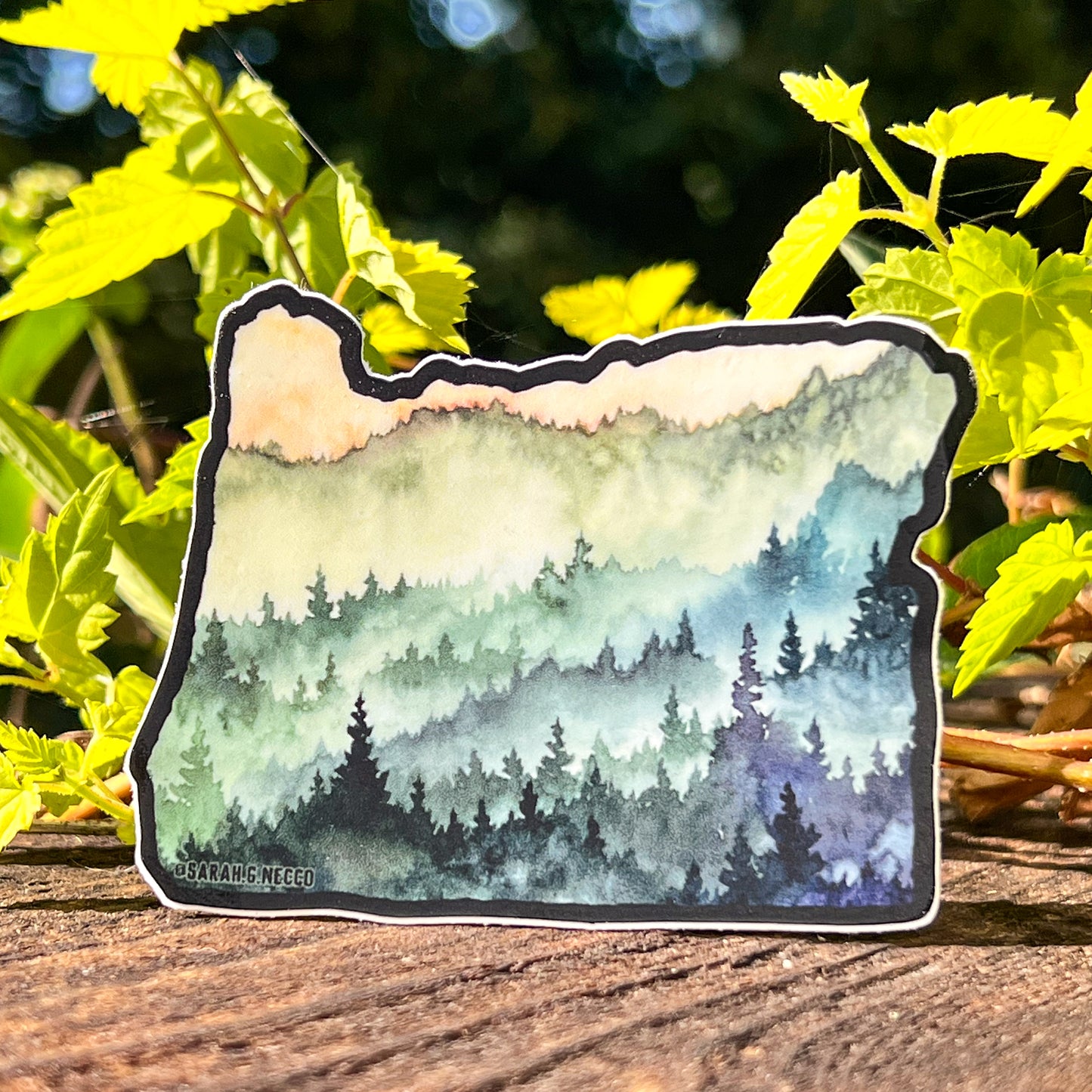 Oregon State Northwest Landscape, 3.5"x2.5" Die Cut Vinyl Sticker, Waterproof and Dishwasher Safe