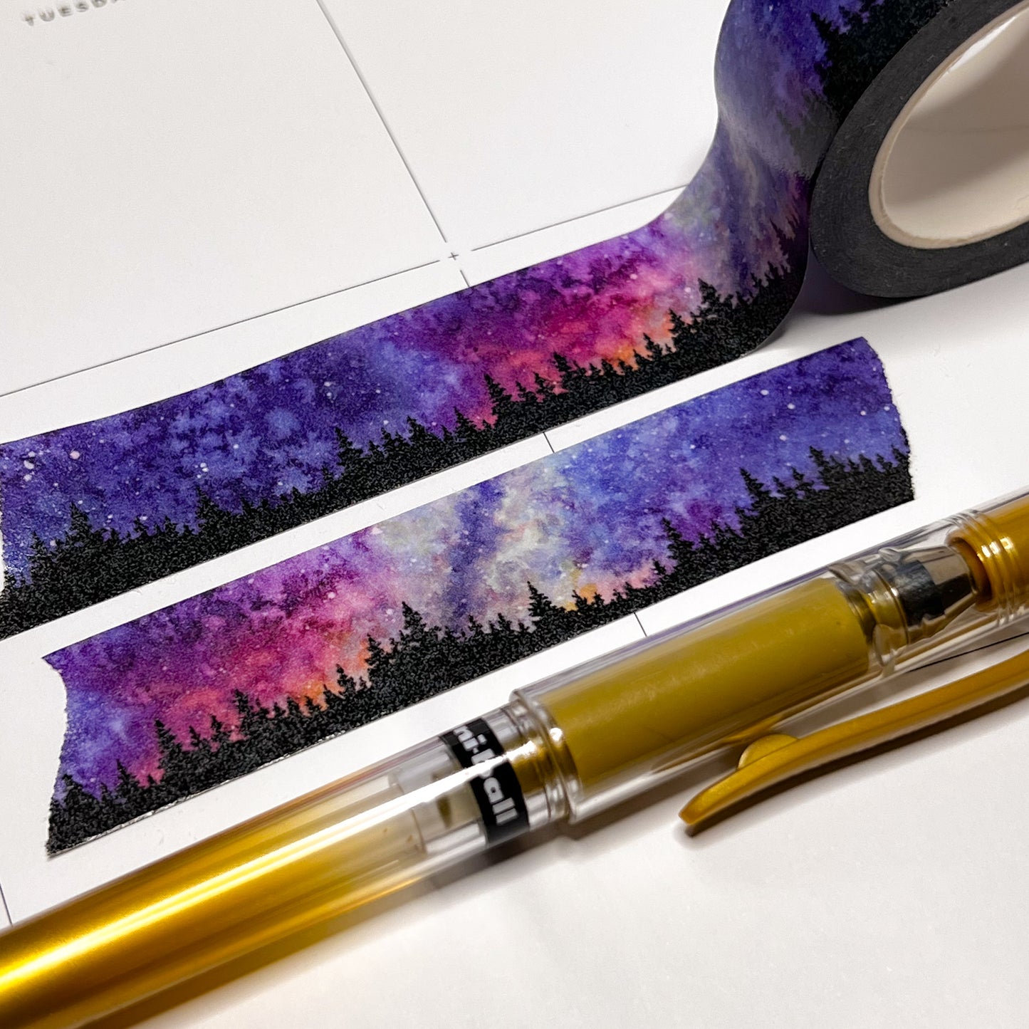 Washi Tape Sample Set 6, Landscape and Nature Designs, Four 24” Samples