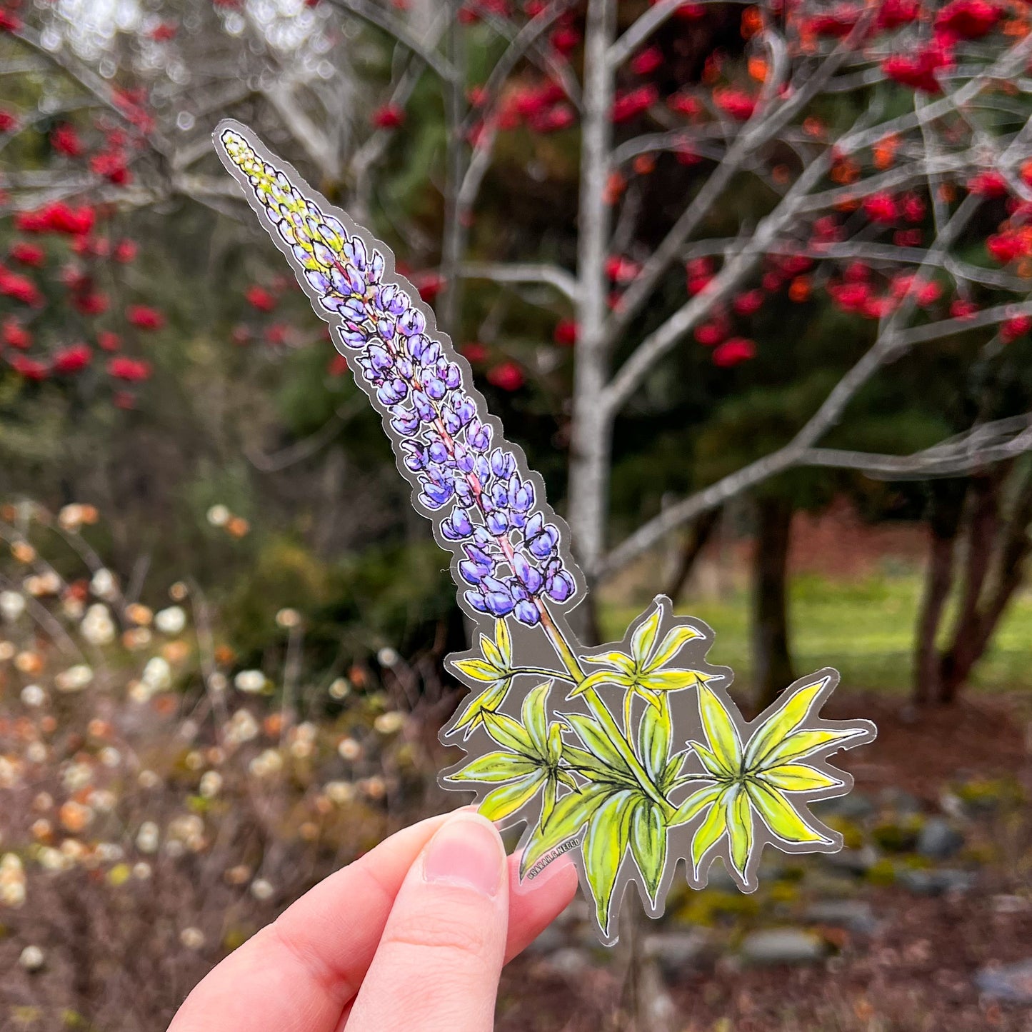 Wild Purple Lupine, Tallscape™ Flower Sticker, 3”x6.5" Clear Vinyl Die Cut Sticker