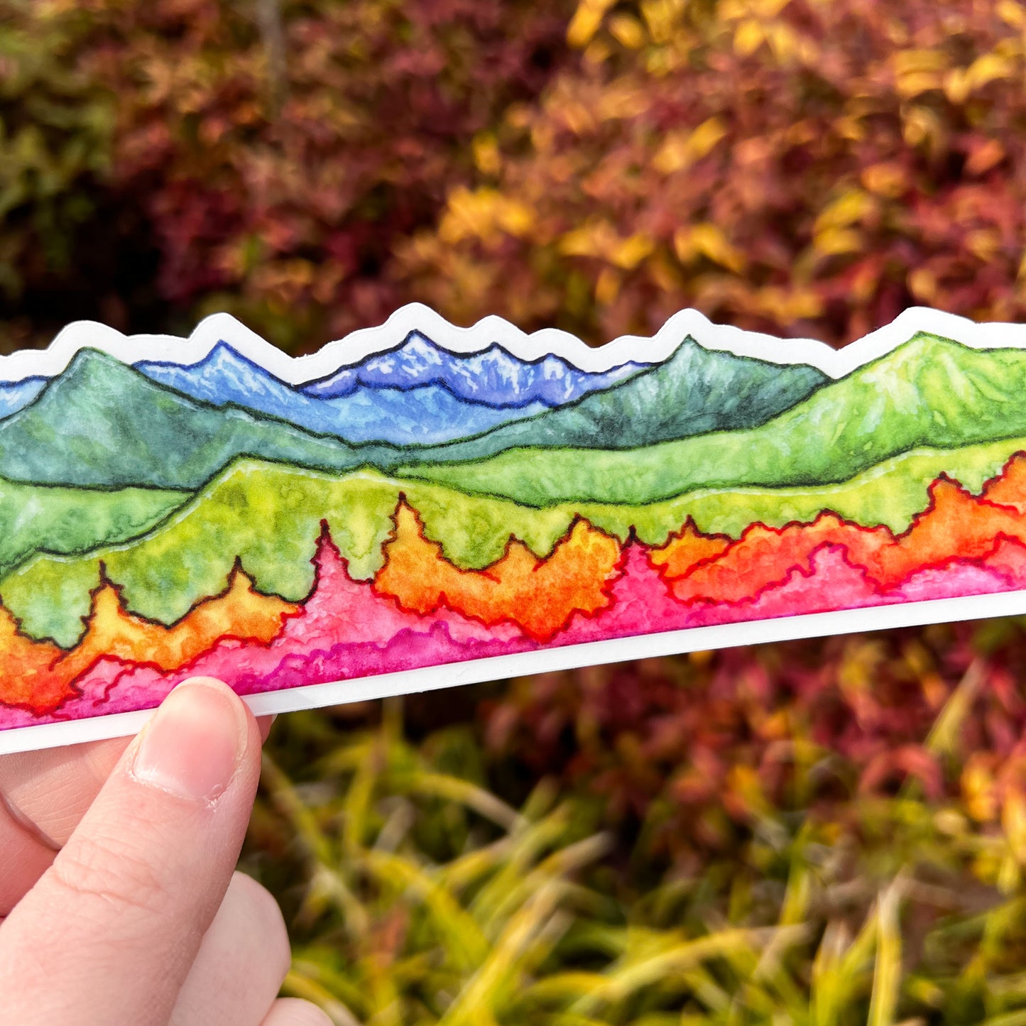 Rainbow Mountains, 12” Wrap Vinyl Die-Cut Sticker, Waterproof and Dishwasher Safe