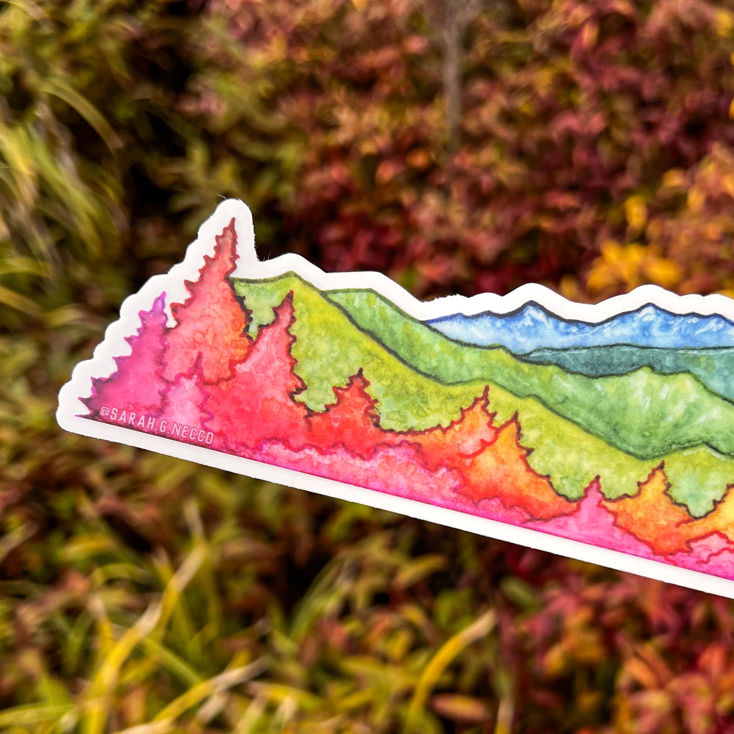 Rainbow Mountains, 12” Wrap Vinyl Die-Cut Sticker, Waterproof and Dishwasher Safe