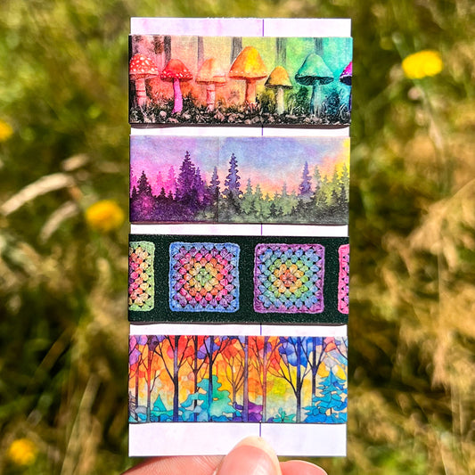 Washi Tape Sample Set 13, Groovy Rainbow Landscapes & Designs, Four 24” Sample Set