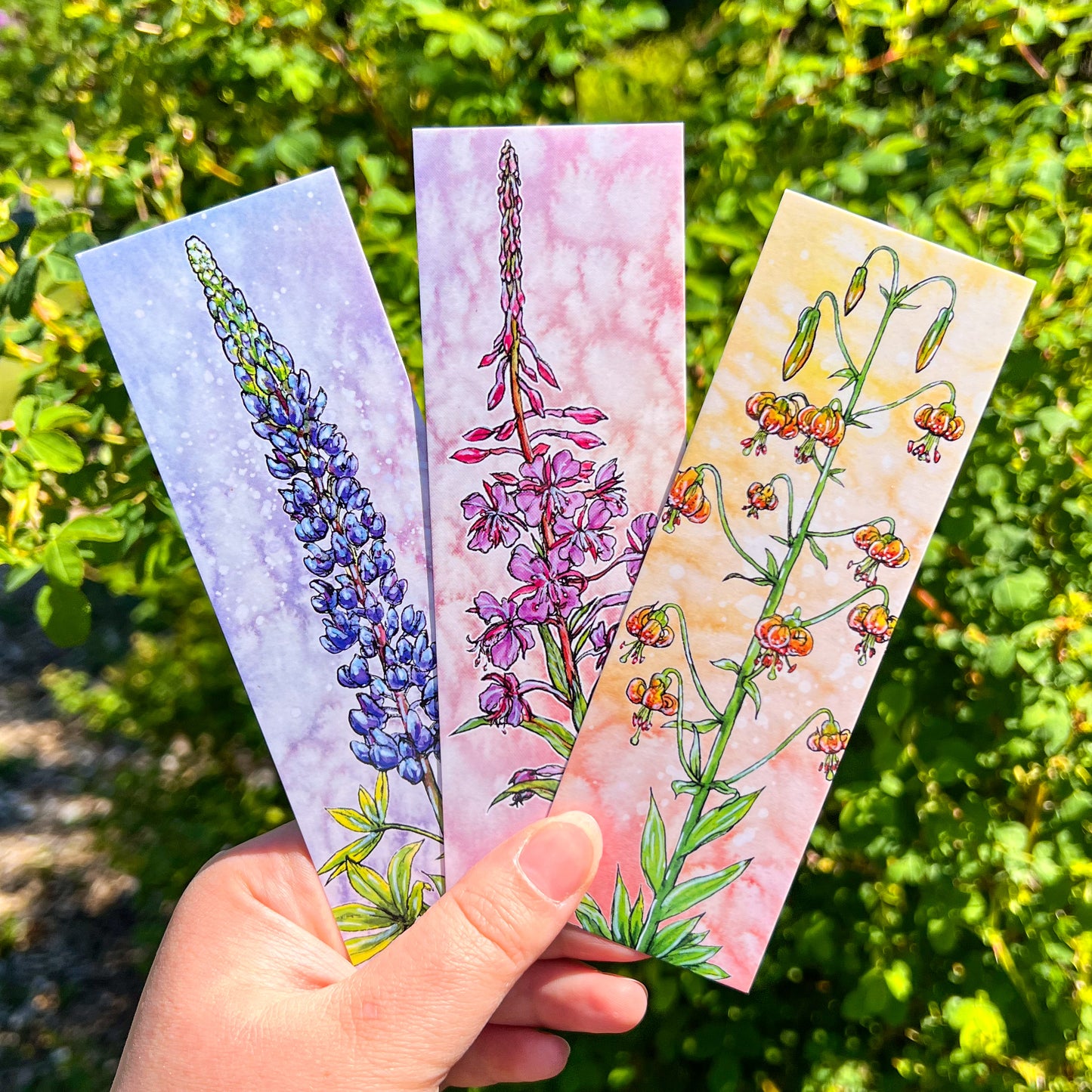 Wildflower Watercolor Art Bookmarks, 2”x6” Glossy Card Stock