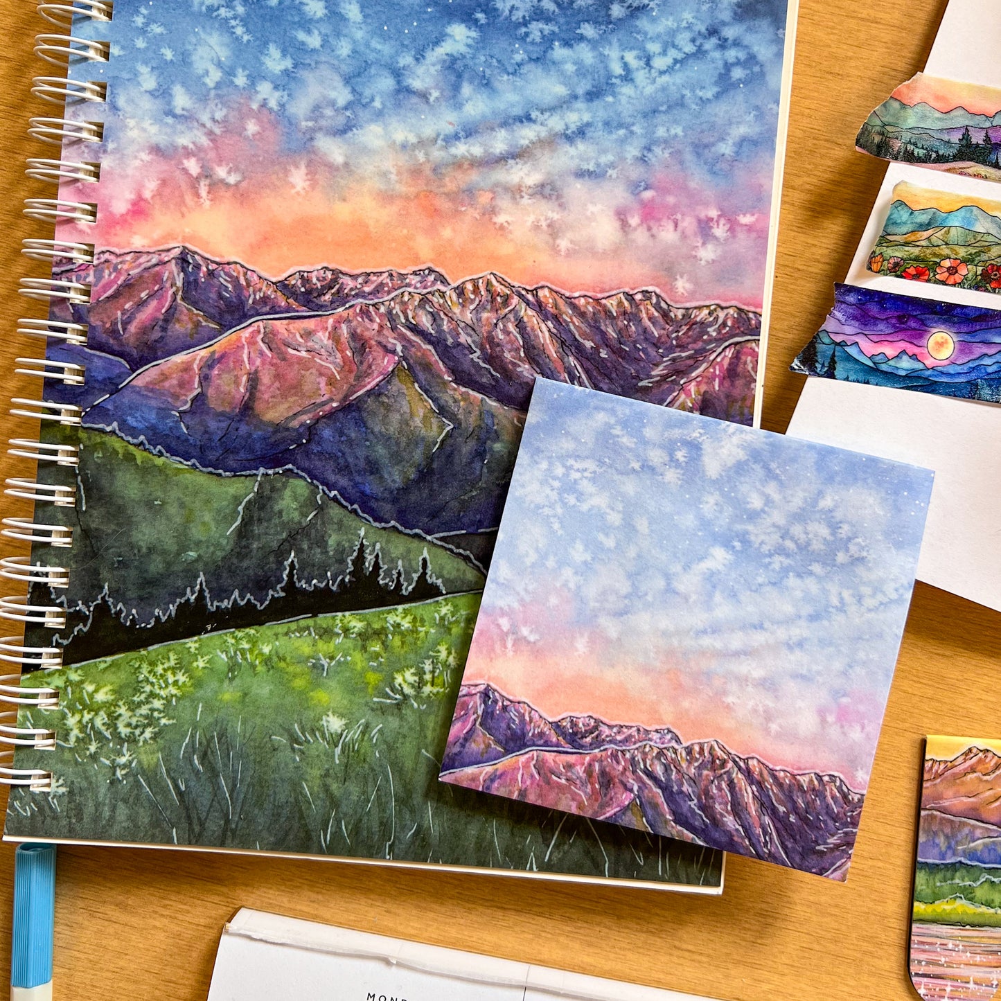 Ridge Line at Dusk Sticky-Notes, 3”x3” Pad with 50 Sheets