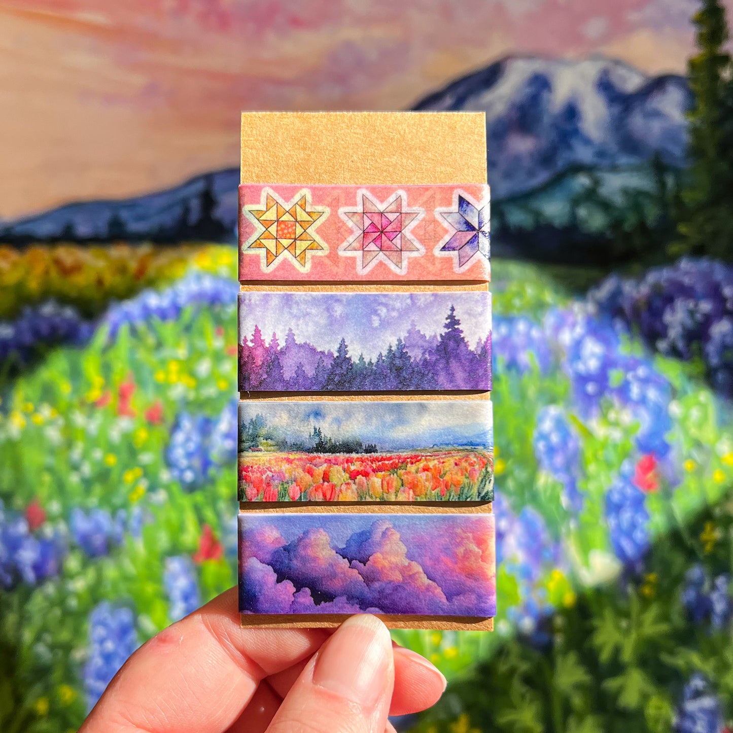 Washi Tape Sample Set 5, Landscape and Nature Designs, Four 24” Samples