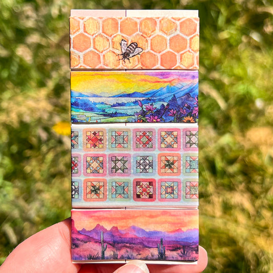 Washi Tape Sample Set 12, Summer Flowers & Quilt Design, Four 24” Sample Set