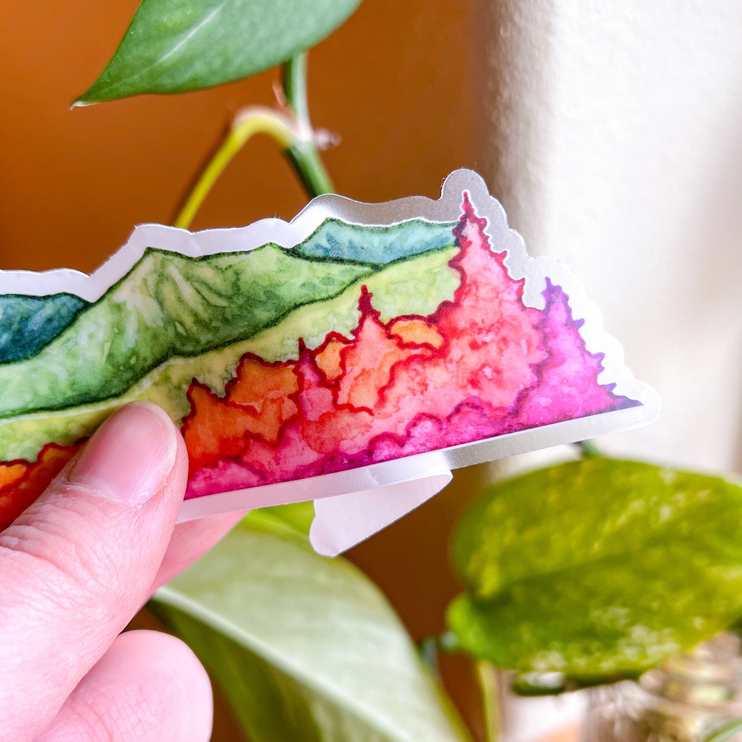 Rainbow Mountains, 12” Wrap Vinyl Die-Cut Sticker, Waterproof and Dishwasher Safe