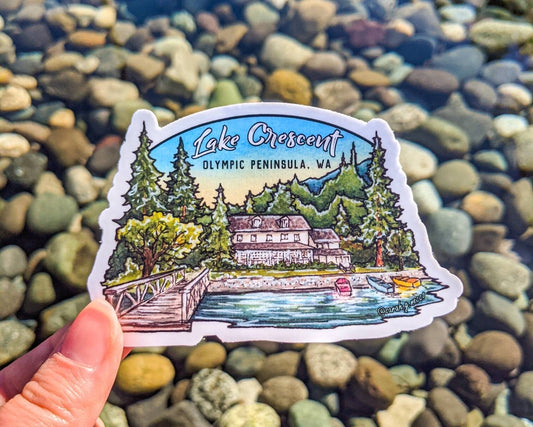 Lake Crescent Lodge ONP, 3" Die-Cut Sticker