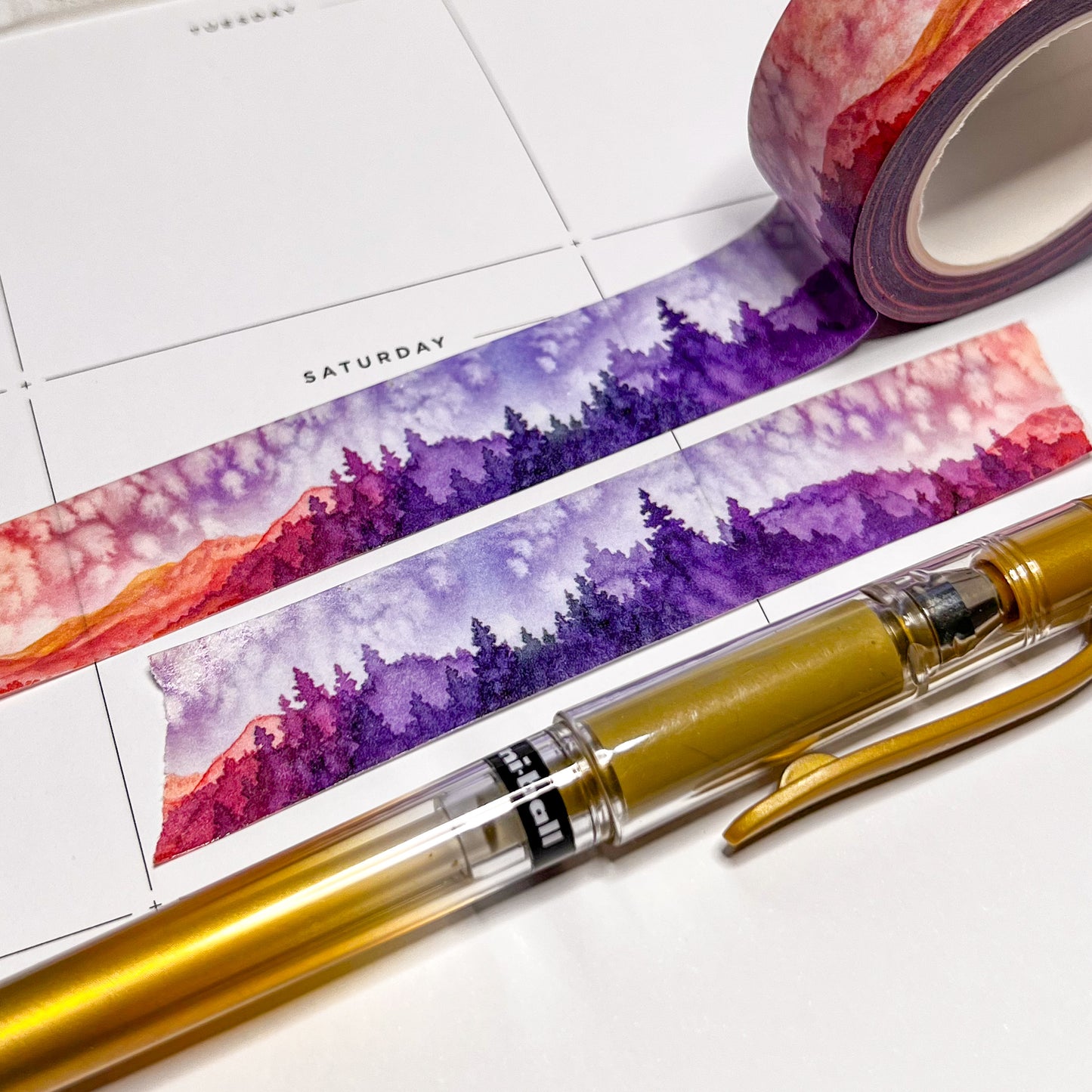 Washi Tape Sample Set 5, Landscape and Nature Designs, Four 24” Samples