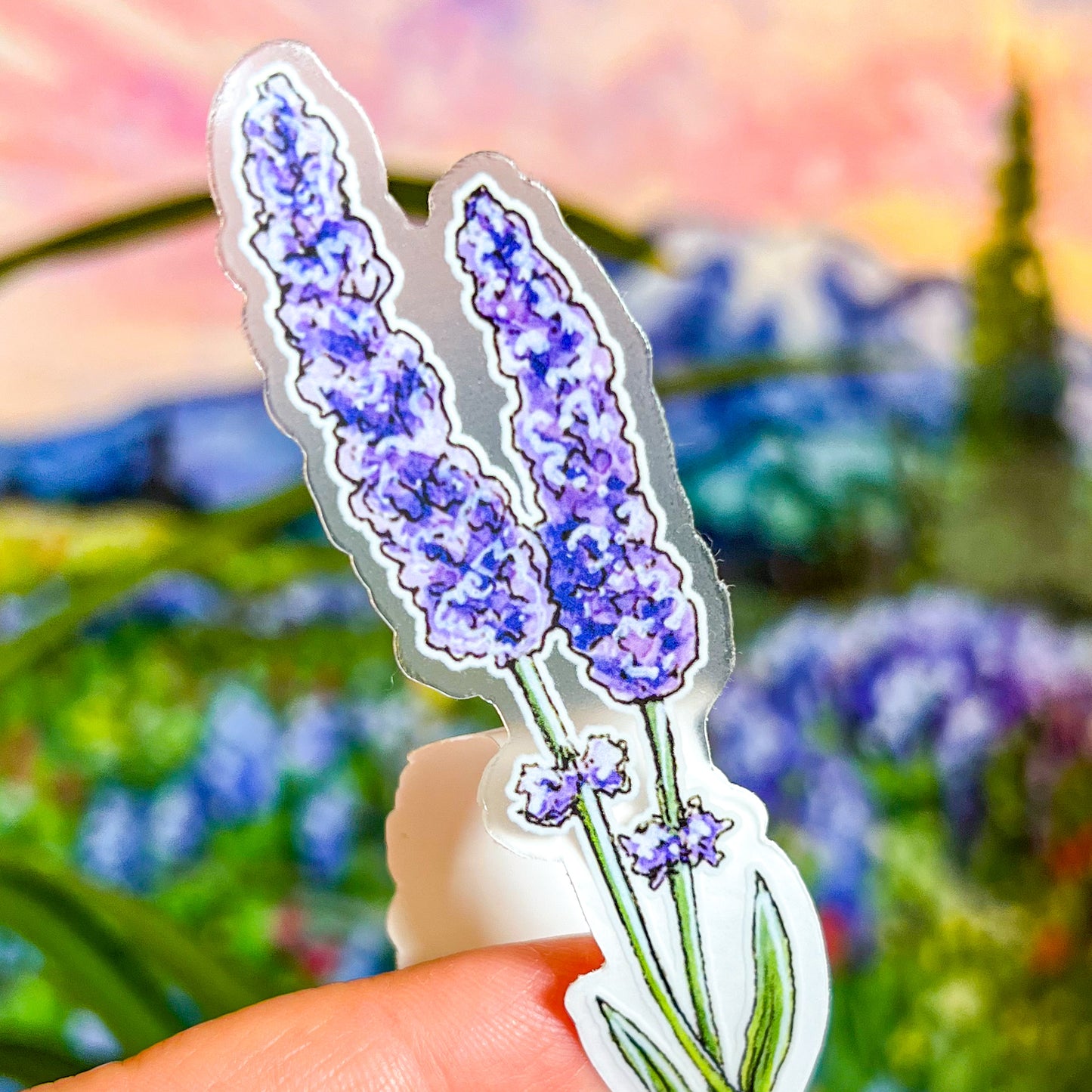 Lavender Stems, 3.5" Clear Matte Vinyl Sticker