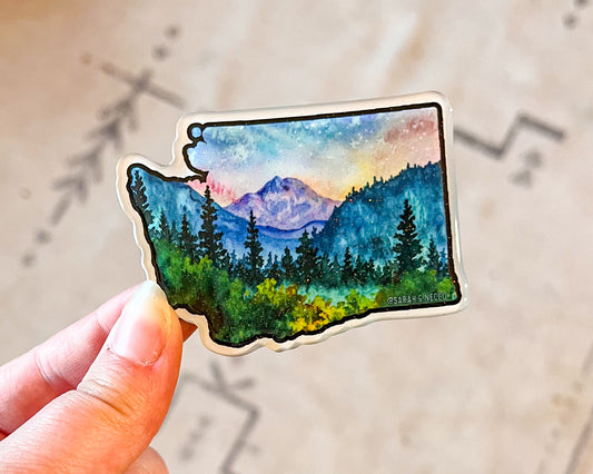 Acrylic Magnet - Mt. Rainier, WA, Sparkles