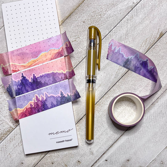 Sunset Mountains Washi Tape, Single Roll, 3cm Wide & 10m Long