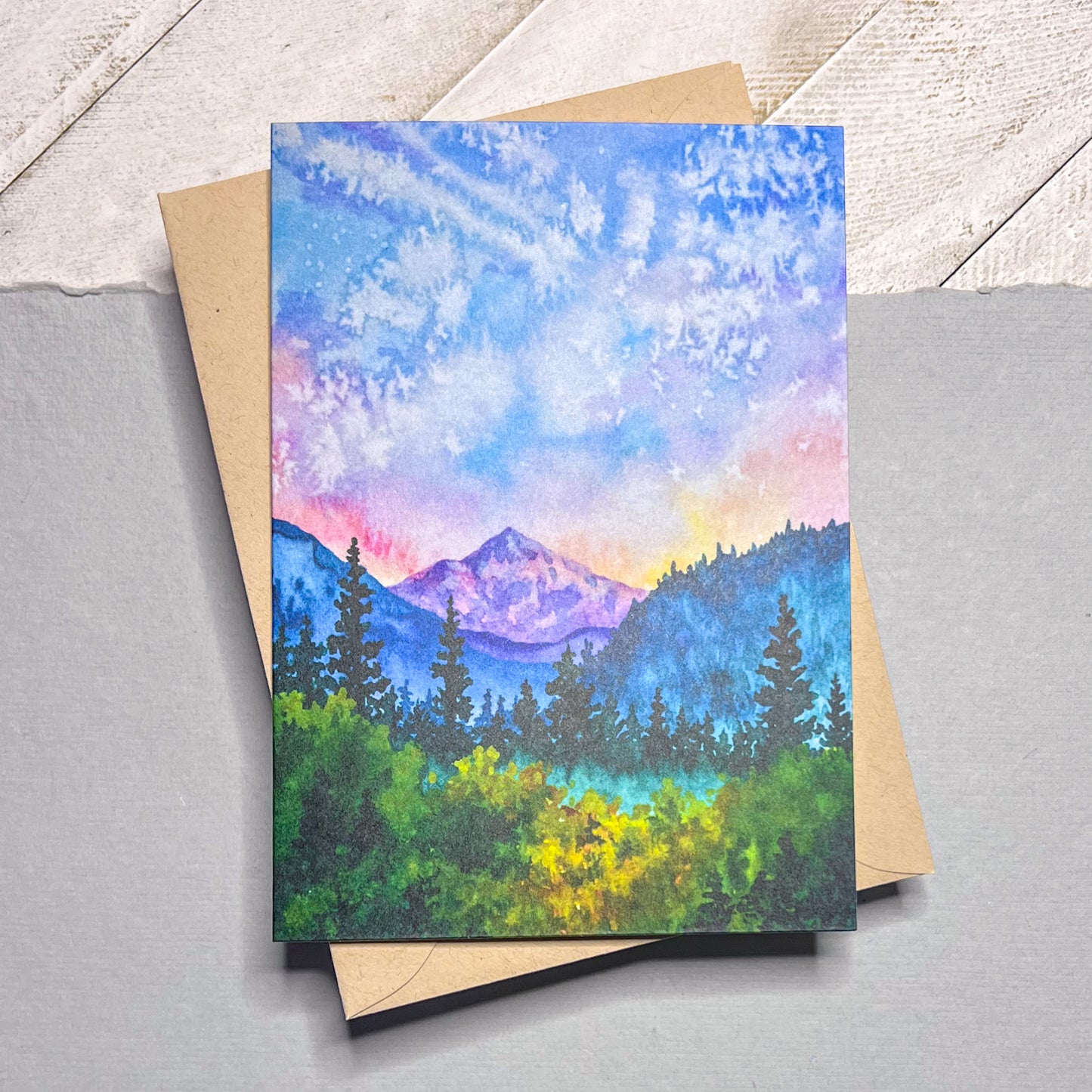 Mt. Rainier National Park, 4"x5.5" Blank Card & Kraft Envelope