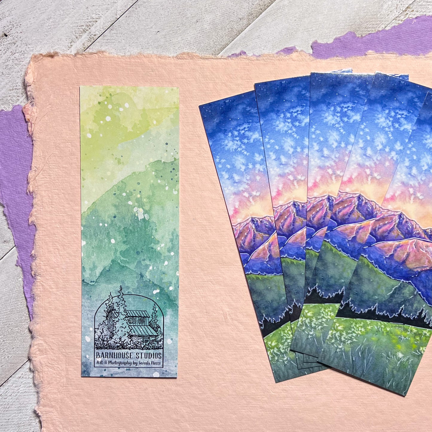 Watercolor Art Bookmark, 2”x6” Glossy Card Stock, The Olympic Mountains at Dusk