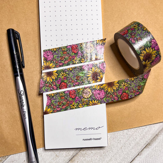 Flower Market Bundles Washi Tape, Size 2.5cm Wide by 10m Long, Watercolor Art