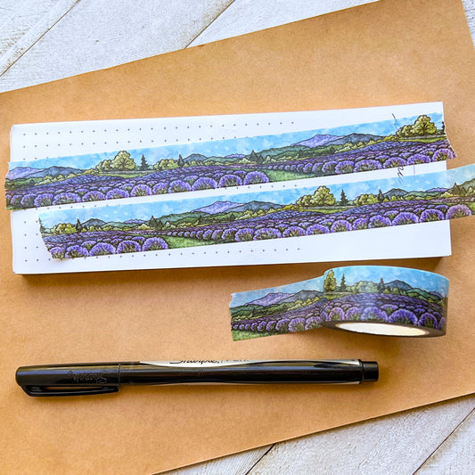 Lavender Fields of the NW Landscape Washi Tape, Size 2.5cm Wide by 10m Long