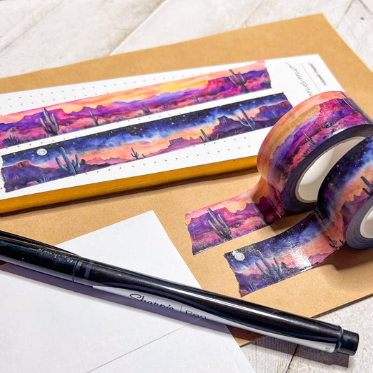 Set of 2 Southwest Landscapes Washi Tape, Roll Size 2.5cm Wide by 10m Long