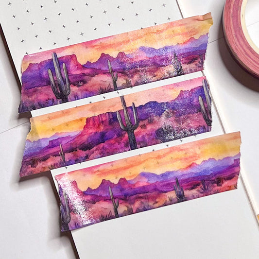 Southwest Sunset Landscape Washi Tape, Size 2.5cm Wide by 10m Long