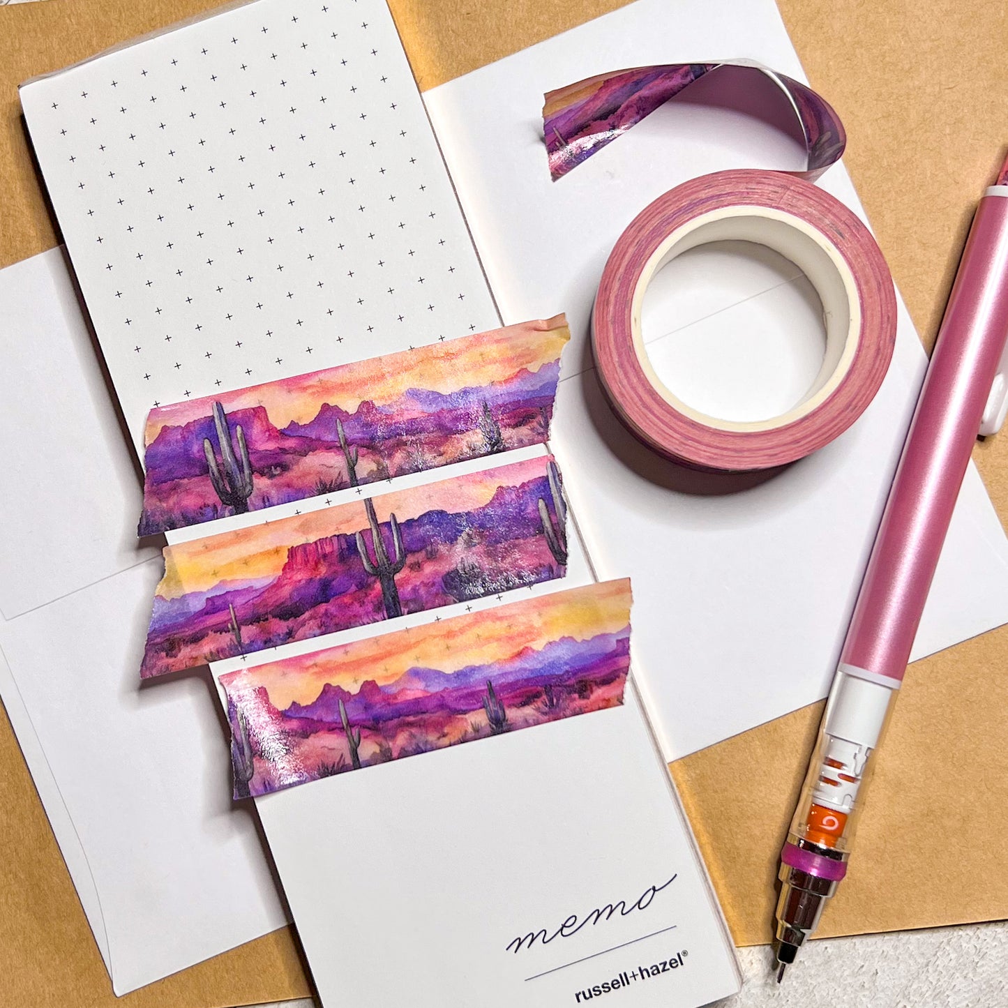Southwest Sunset Landscape Washi Tape, Size 2.5cm Wide by 10m Long