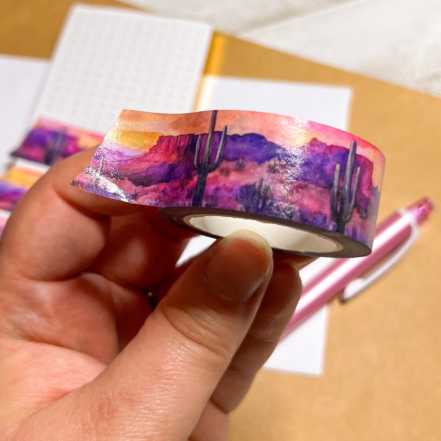 Southwest Sunset Landscape Washi Tape, Size 2.5cm Wide by 10m Long