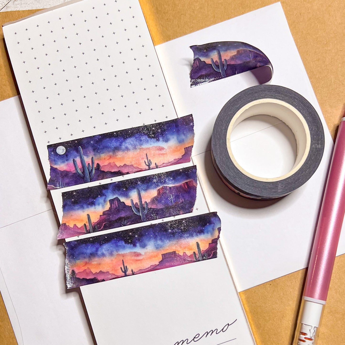 Southwest Moonlight Night Landscape Washi Tape, Size 2.5cm Wide by 10m Long