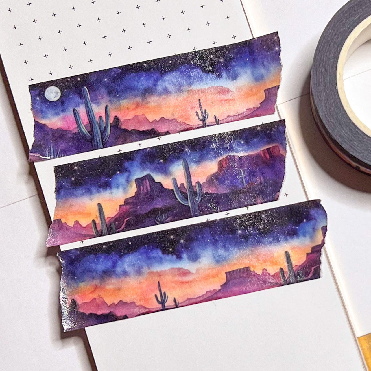 Southwest Moonlight Night Landscape Washi Tape, Size 2.5cm Wide by 10m Long