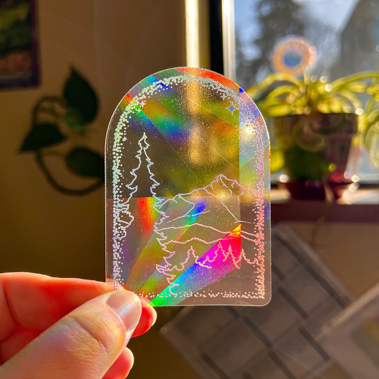 Magical Landscape Archway, 3.5" Window Suncatcher Sticker, Makes Amazing Fractal Rainbows!