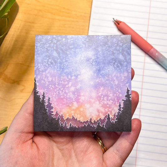 Watercolor Galaxy Sticky-Notes, 3”x3” Pad with 50 Sheets